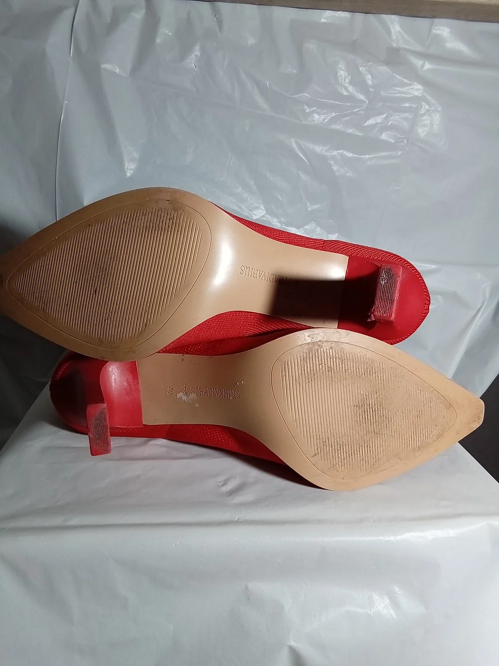 Stradivarius Red Knit Sock Ankle Boots - Picture 4 of 6